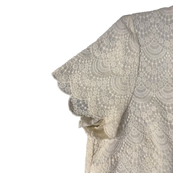 Ann Taylor Loft Ivory Floral Sheer Blouse XL Lightweight Boho Chic Breezy Magic - Picture 5 of 6